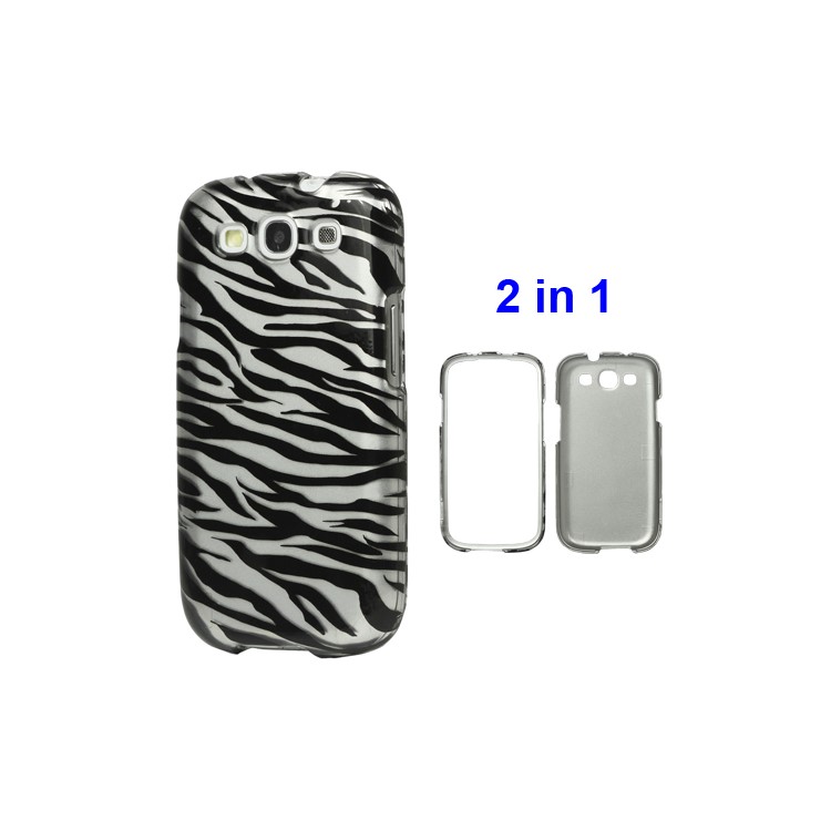 Snap-on Zebra Hard Case for Samsung Galaxy S 3 / III I9300 I747 L710 T999 I535 R530 - Silver