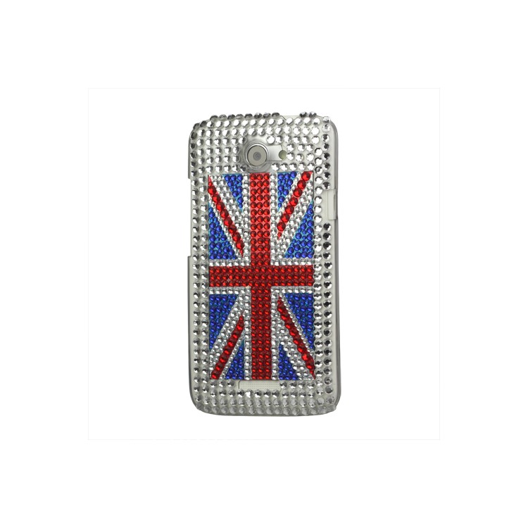 Union Jack Flag Rhinestone Hard Case for HTC One X S720e / One XL / One X Plus