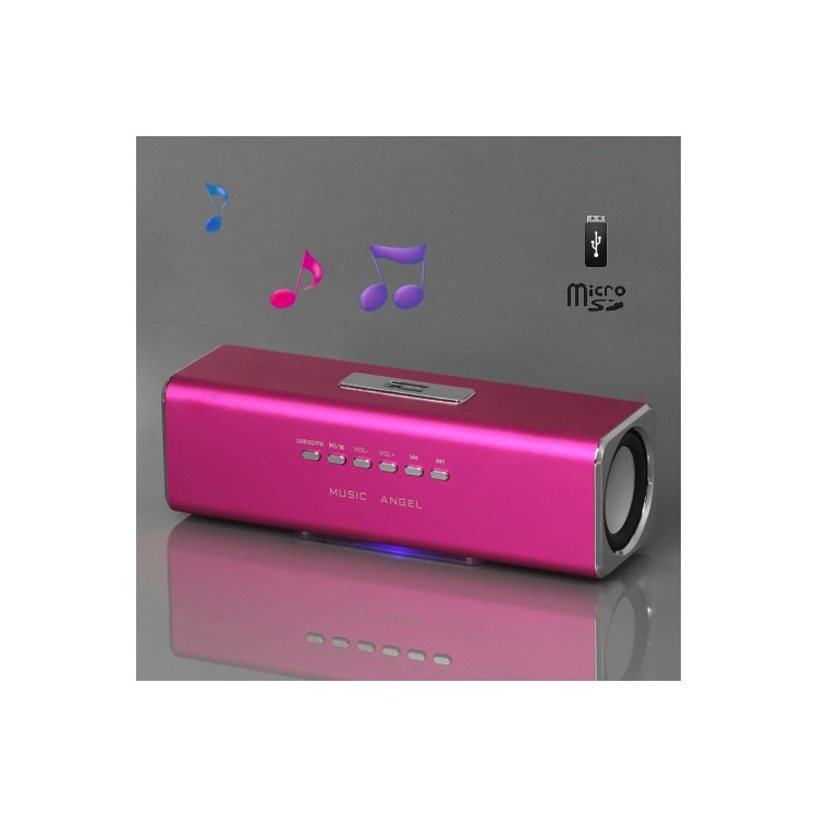 Music Angel USB Micro SD/TF Card Reader FM Radio Speaker for MP3 Mobile Phone PC - Rose
