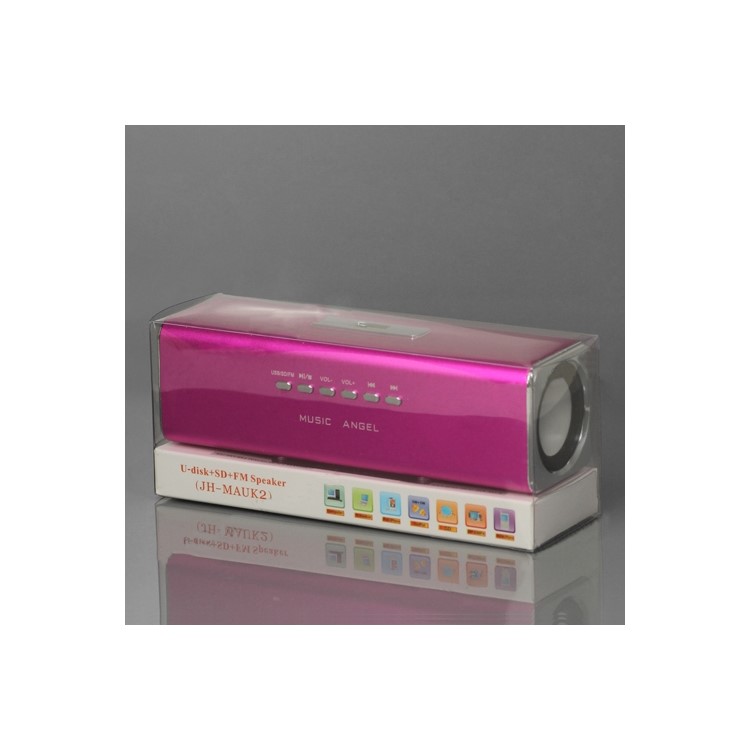 Music Angel USB Micro SD/TF Card Reader FM Radio Speaker for MP3 Mobile Phone PC - Rose