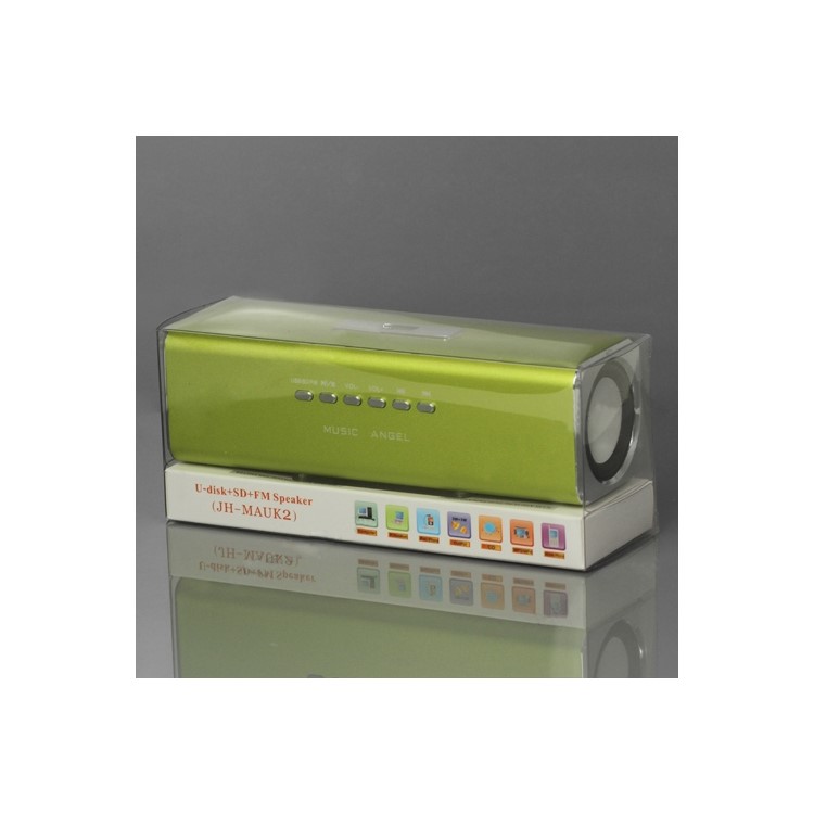 Music Angel USB Micro SD/TF Card Reader FM Radio Speaker for MP3 Mobile Phone PC - Green