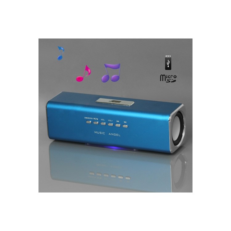 Music Angel USB Micro SD/TF Card Reader FM Radio Speaker for MP3 Mobile Phone PC - Blue