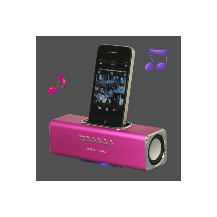 Portable Music Angel Speaker for iPhone iPod Mobile Phone PC U-disk SD - Rose