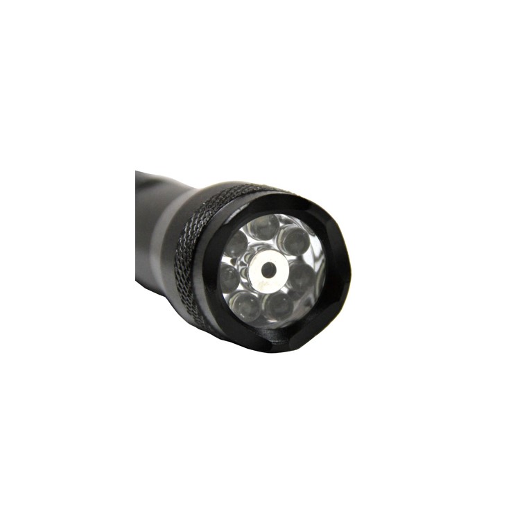Black 2 in 1 7-LED Torch Lamp Flashlight Light+Laser pointer