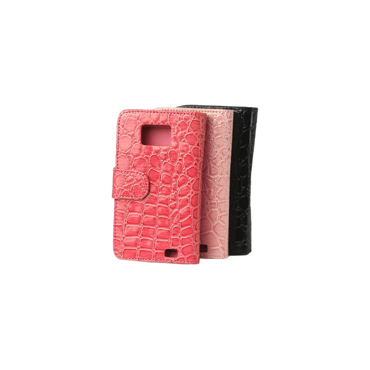 Wallet Style Croco Leather Case with Magnetic Flip for Samsung I9100 Galaxy S 2