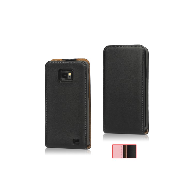 Premium Genuine Split Leather Flip Case for Samsung I9100 Galaxy S2 / II