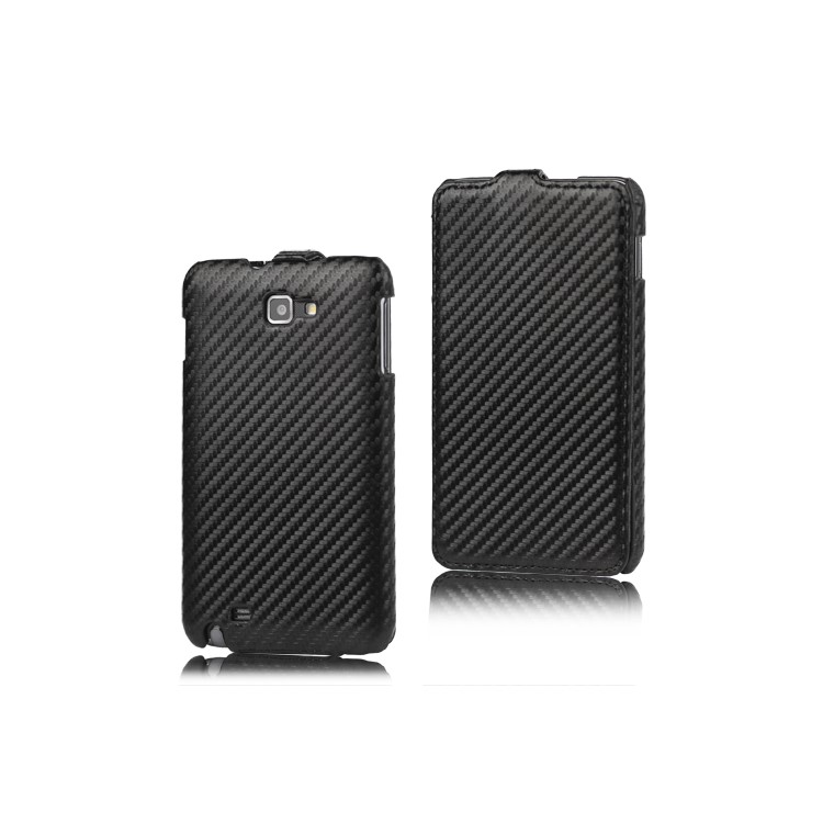 Carbon Fiber Vertical Leather Case for Samsung Galaxy Note I9220 GT-N7000 I717