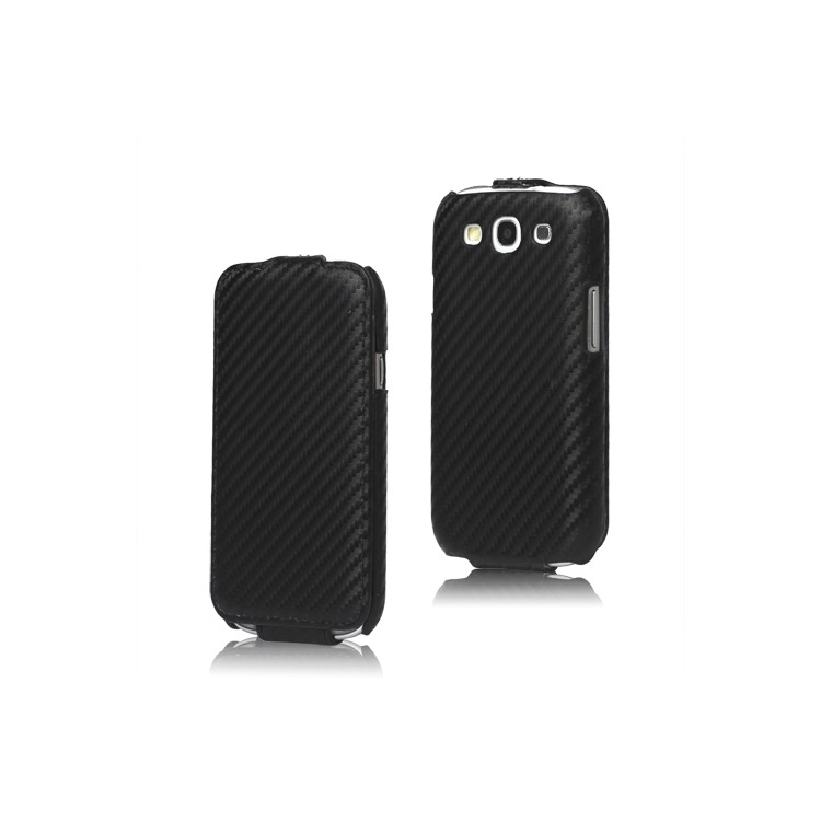 Carbon Fiber Leather Flip Case for Samsung Galaxy S 3 / III I9300 I747 L710 T999 I535 R530
