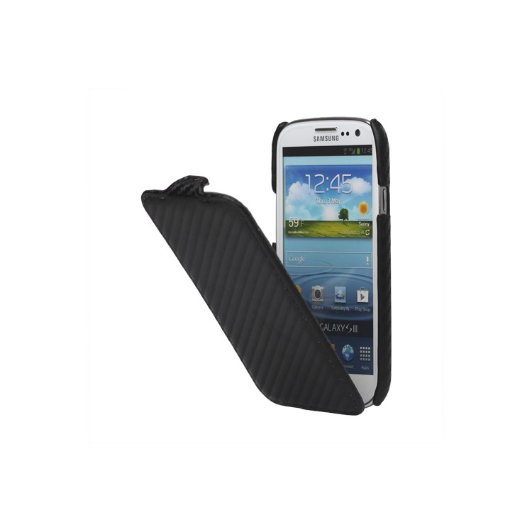 Carbon Fiber Leather Flip Case for Samsung Galaxy S 3 / III I9300 I747 L710 T999 I535 R530