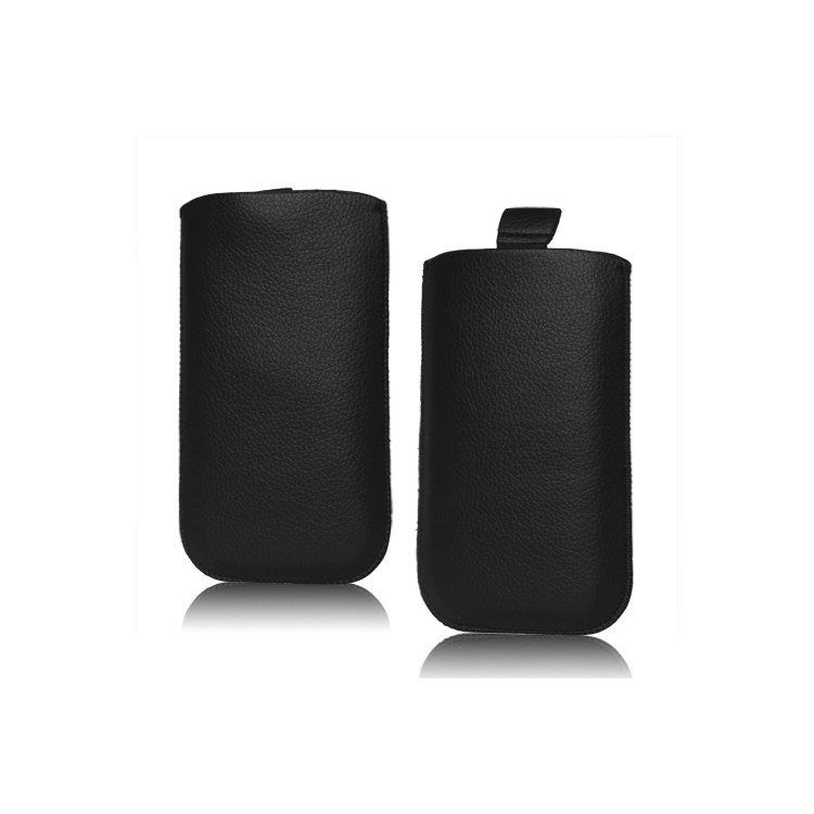 Pull Up Tab Leather Pouch for Samsung Galaxy S 3 / III i9300 S 4 IV i9500 i9505 - Black
