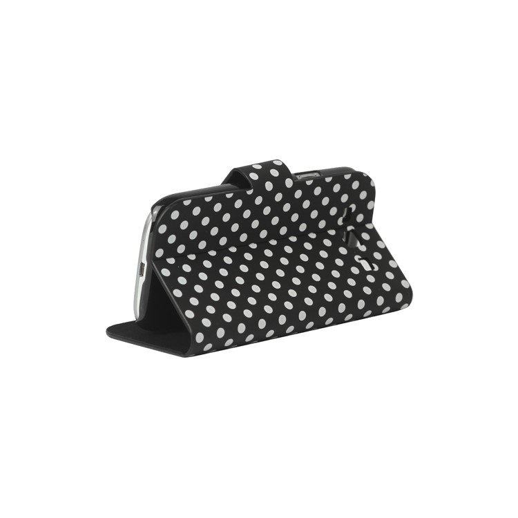Polka Dot Leather Wallet Case for Samsung Galaxy S 3 / III I9300 I747 L710 T999 I535 R530 - Black