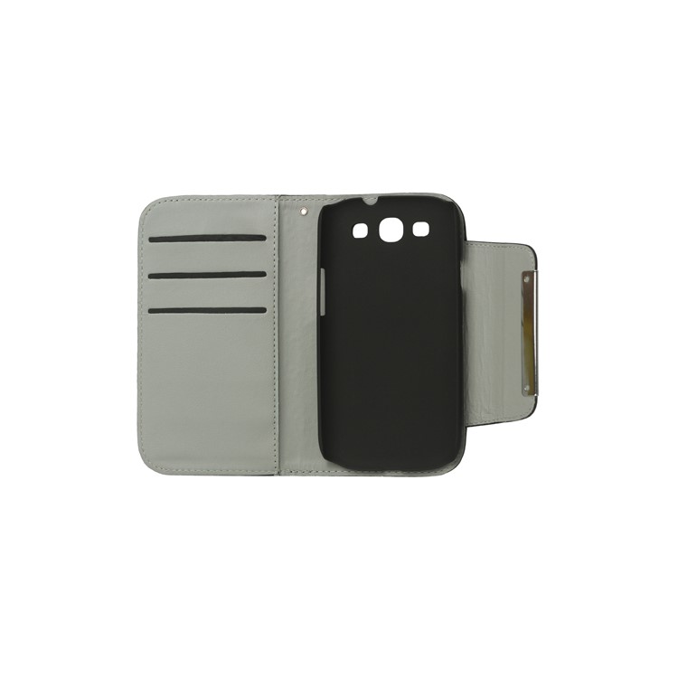 Carbon Fiber Leather Wallet for Samsung Galaxy S 3 / III I9300 I747 L710 T999 I535 R530 - Black