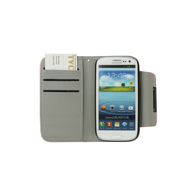 Carbon Fiber Leather Wallet for Samsung Galaxy S 3 / III I9300 I747 L710 T999 I535 R530 - Pink