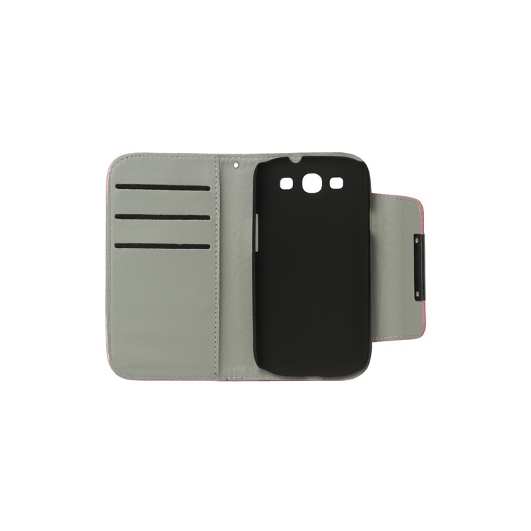 Carbon Fiber Leather Wallet for Samsung Galaxy S 3 / III I9300 I747 L710 T999 I535 R530 - Pink