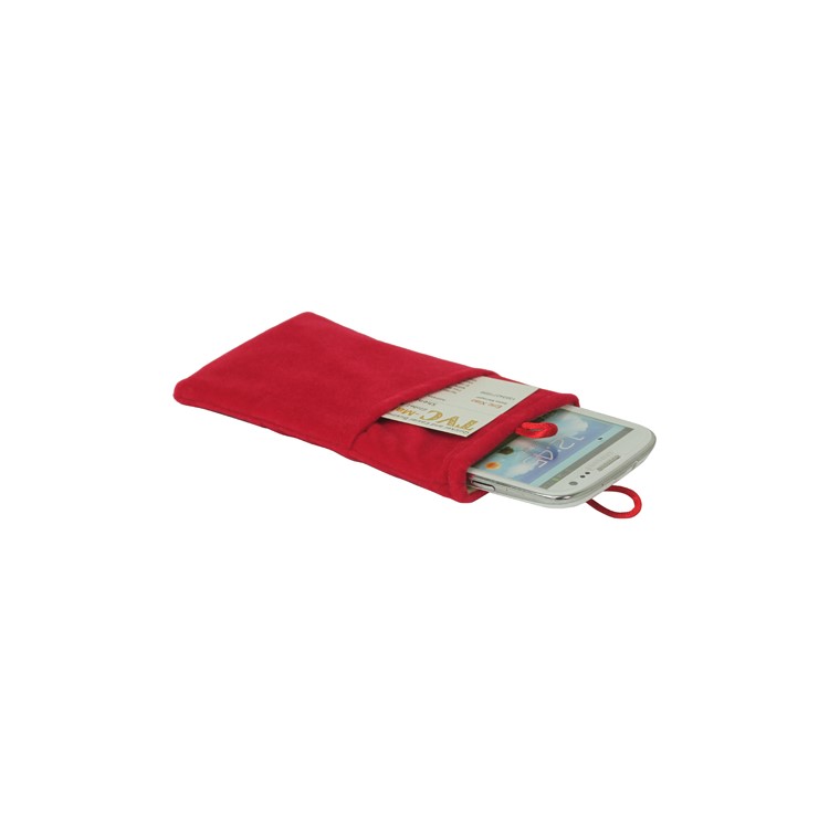 Plush Pouch Bag for Samsung Galaxy S 3 III i9300 S 4 IV i9500 i9505 Bead Button Closure - Red