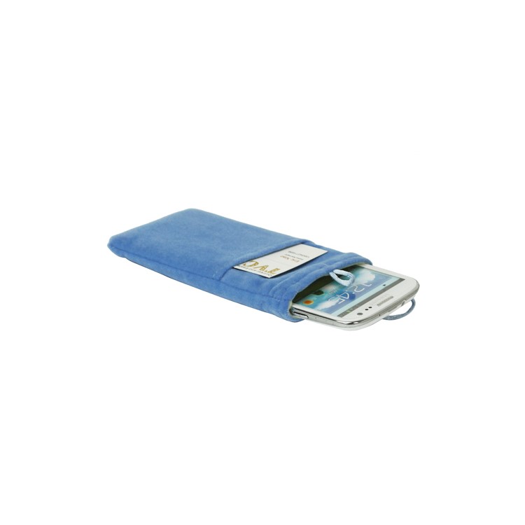 Plush Pouch Bag for Samsung Galaxy S 3 III i9300 S 4 IV i9500 i9505 Bead Button Closure - Light Blue