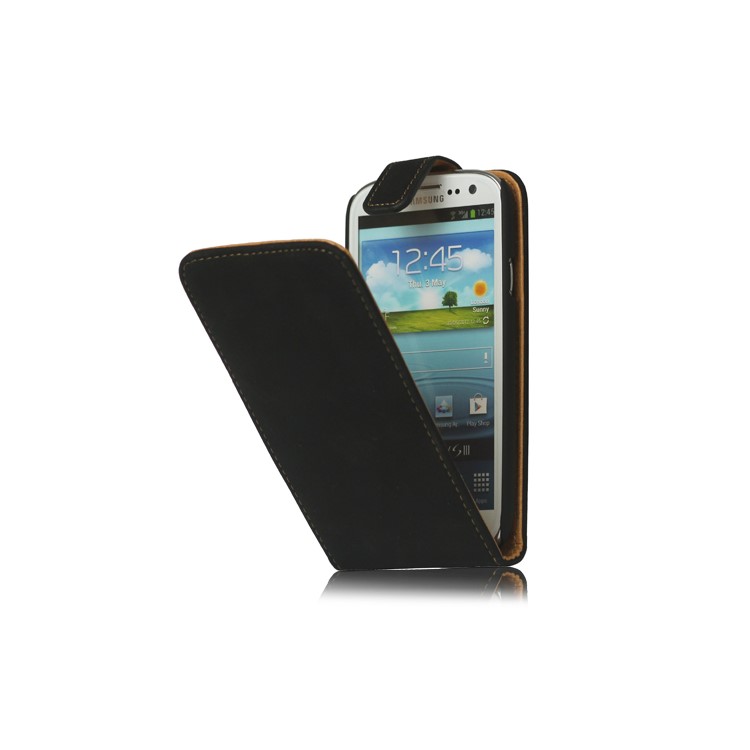 Antique Leather Flip Case for Samsung Galaxy S 3 / III I9300 I747 L710 T999 I535 R530 - Black