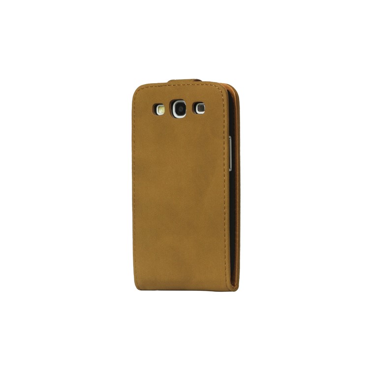 Antique Leather Flip Case for Samsung Galaxy S 3 / III I9300 I747 L710 T999 I535 R530 - Brown Beige