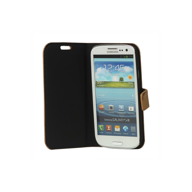 World Map Leather Stand Case for Samsung Galaxy S 3 / III I9300 I747 L710 T999 I535 R530 - Brown