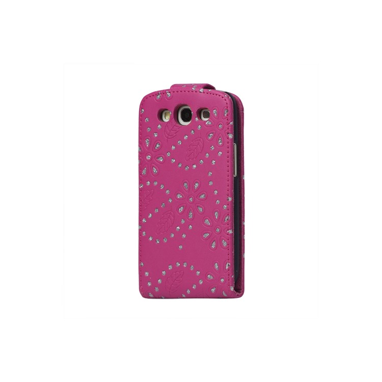 Glittery Powder PU Leather Flip Case for Samsung Galaxy S 3 / III I9300 I747 L710 T999 I535 R530 - Rose