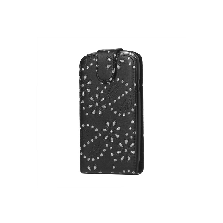 Glittery Powder PU Leather Flip Case for Samsung Galaxy S 3 / III I9300 I747 L710 T999 I535 R530 - Black