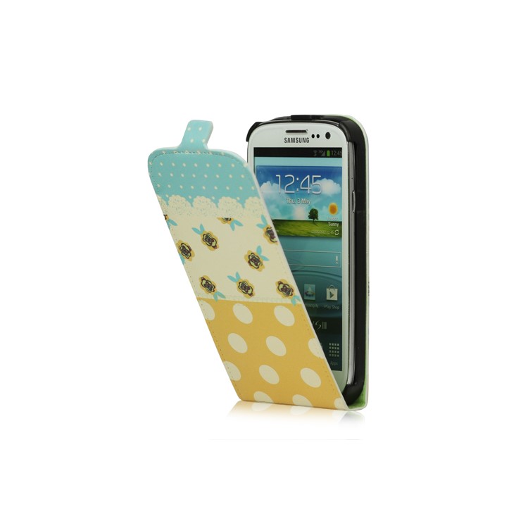 Flowers Polka Dot Samsung Galaxy S 3 / III I9300 I747 L710 T999 I535 R530 Magnetic Leather Case
