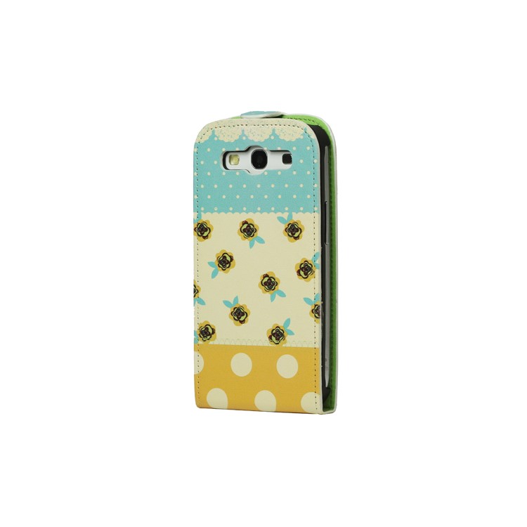Flowers Polka Dot Samsung Galaxy S 3 / III I9300 I747 L710 T999 I535 R530 Magnetic Leather Case