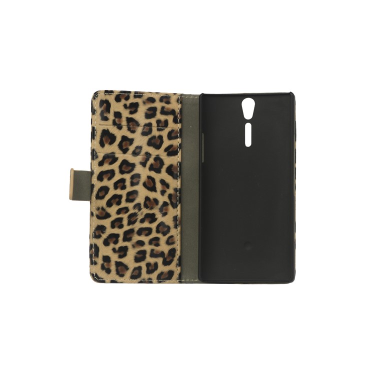 Leopard Leather Wallet  Case for Sony Xperia S LT26i LT26a / Nozomi