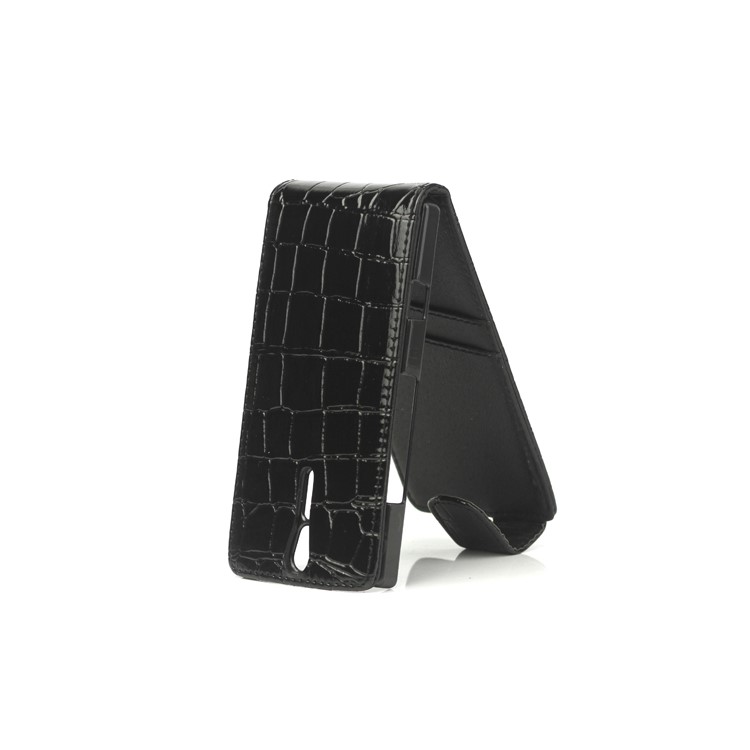 Crocodile Leather Flip Case for Sony Xperia S LT26i LT26a / Nozomi - Black