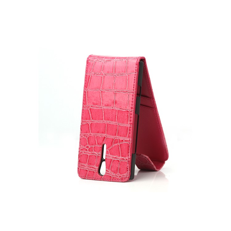 Crocodile Leather Flip Case for Sony Xperia S LT26i LT26a / Nozomi - Rose