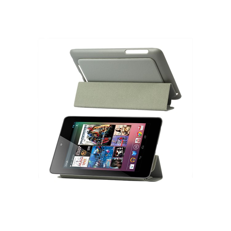 4 Fold Leather Stand Case for ASUS Google Nexus 7 - Grey