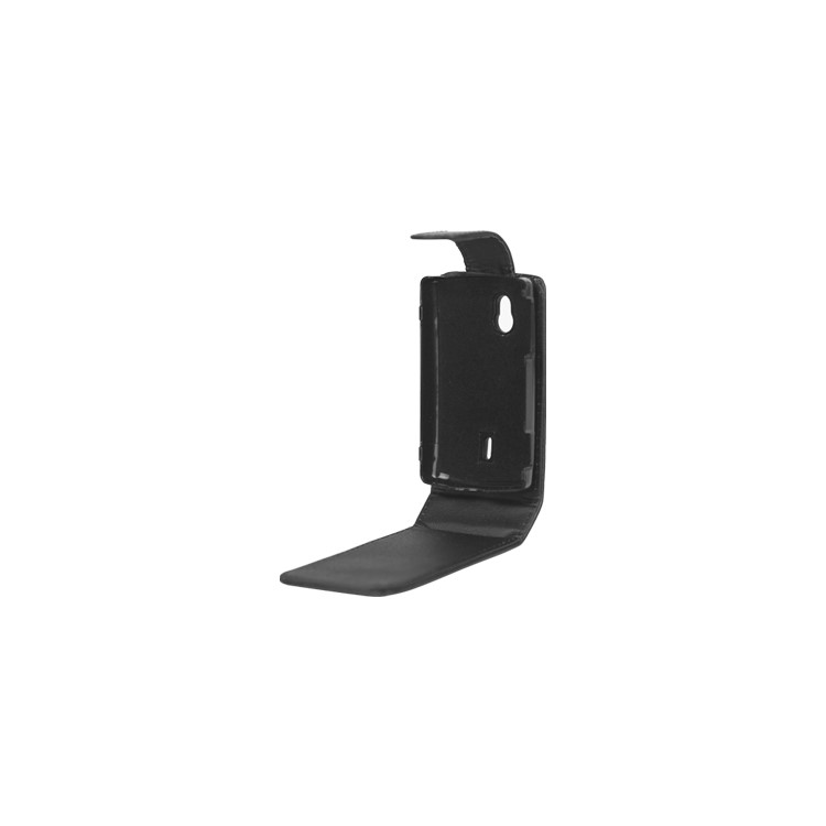 Vertical Leather Flip Case for Sony Ericsson Xperia Mini Pro SK17i - Black