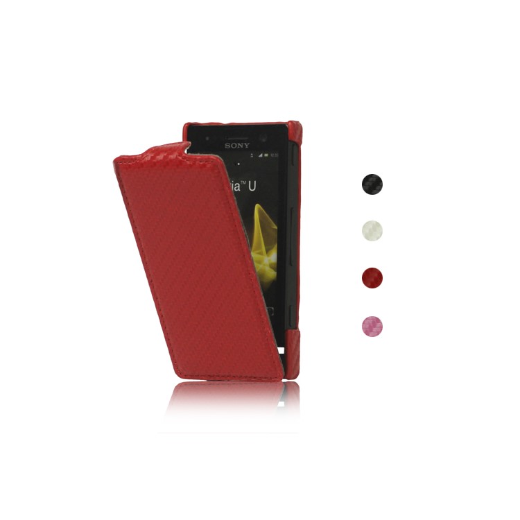 Carbon Fiber Leather Case for Sony Xperia U ST25a / ST25i Kumquat