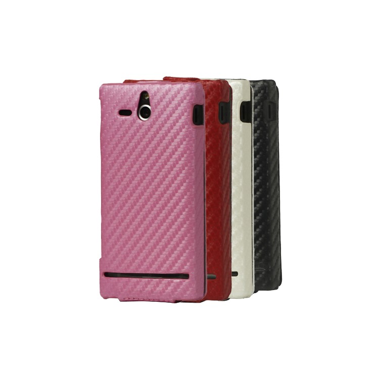 Carbon Fiber Leather Case for Sony Xperia U ST25a / ST25i Kumquat