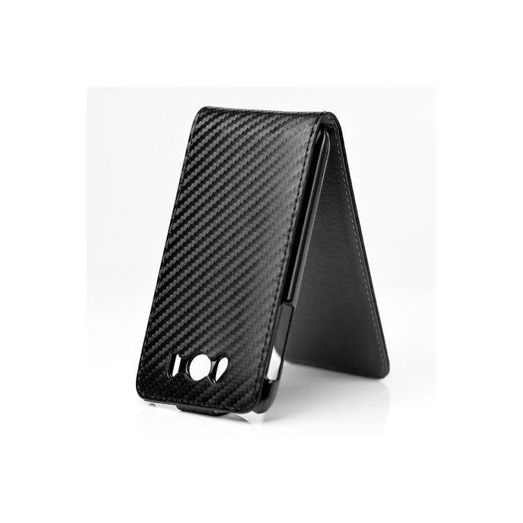 Carbon Fiber Leather Flip Case for HTC sensation XL X315e G21