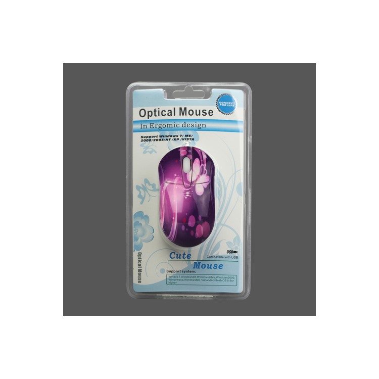 Purple USB Optical Mouse for PC Laptop