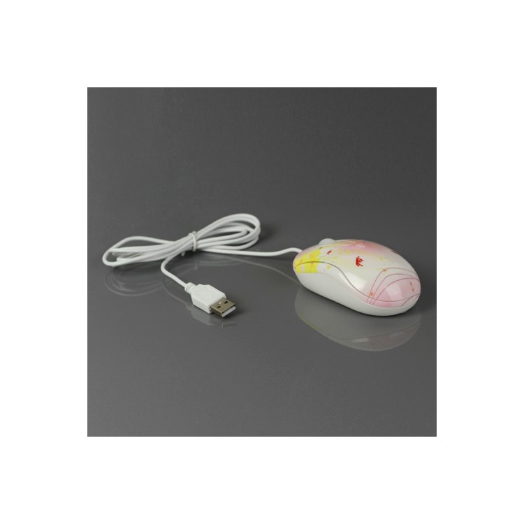 Small Butterflies USB Optical Mouse 800DPI for PC Laptop - Red/White