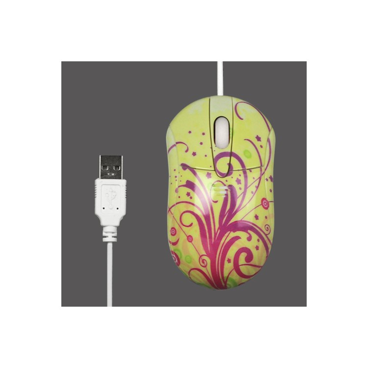 800DPI Flower Vine USB Optical Mouse for PC Laptop - Yellow