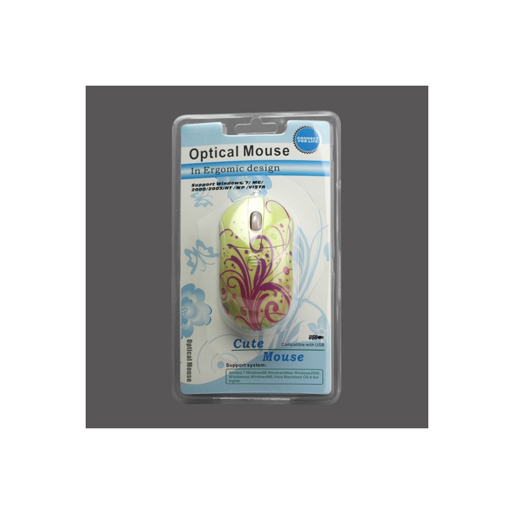 800DPI Flower Vine USB Optical Mouse for PC Laptop - Yellow