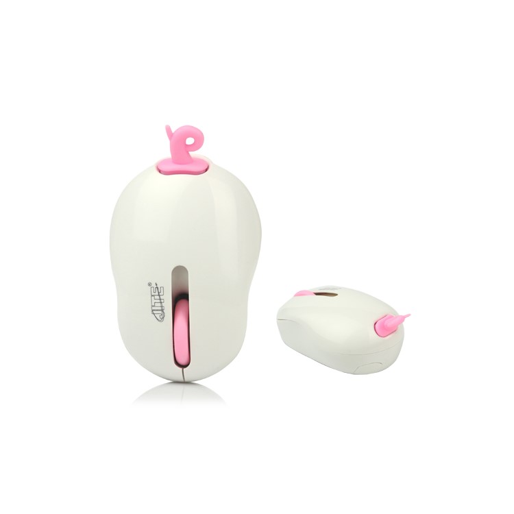 USB Wireless Mouse Mice with USB Receiver 2.4GHz for PC Laptop Desktop - Pink / White
