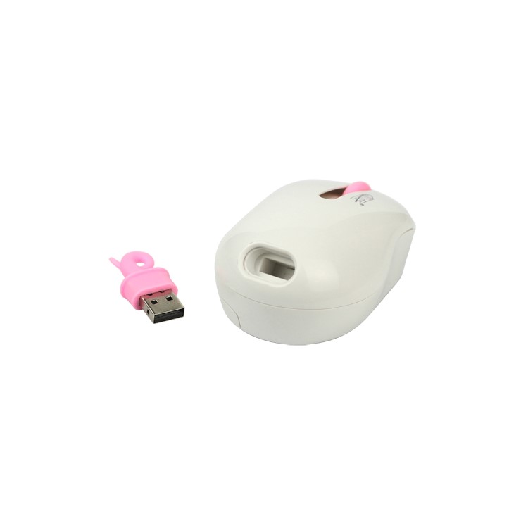 USB Wireless Mouse Mice with USB Receiver 2.4GHz for PC Laptop Desktop - Pink / White