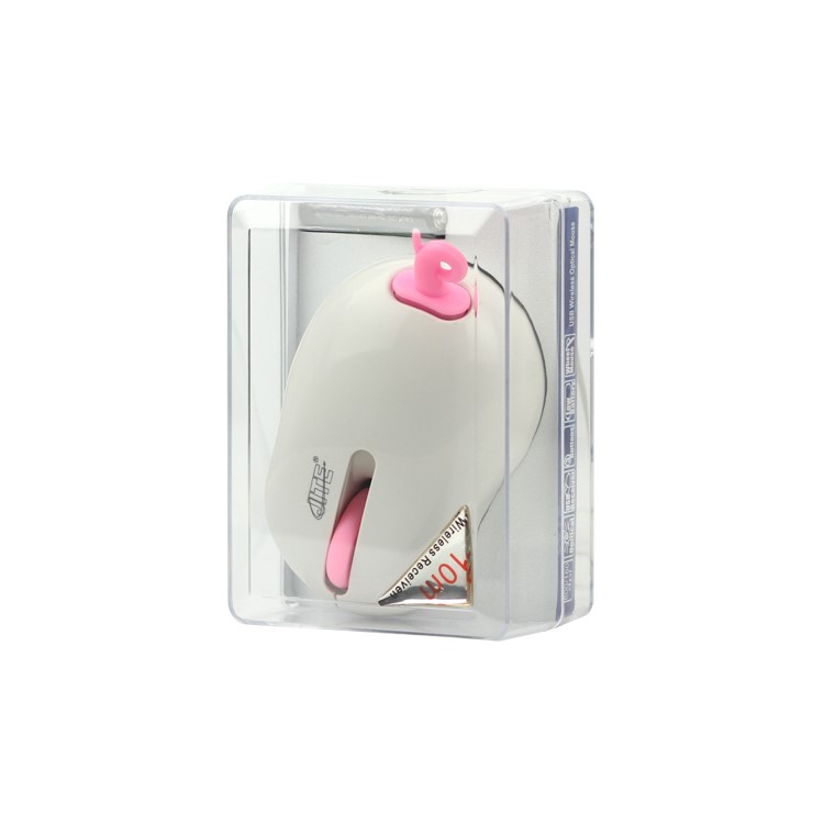 USB Wireless Mouse Mice with USB Receiver 2.4GHz for PC Laptop Desktop - Pink / White