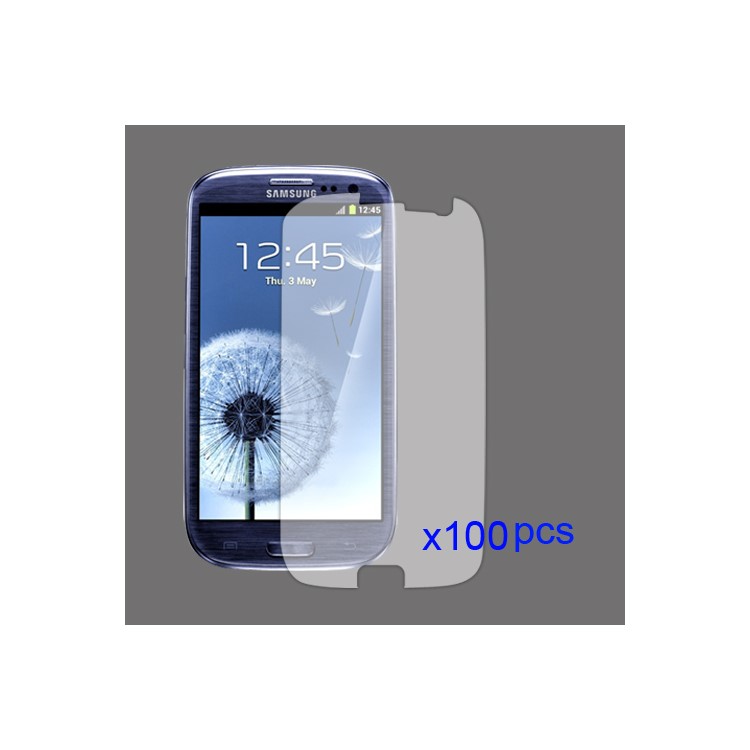 100PCS Clear LCD Screen Guard for Samsung Galaxy S 3 / III I9300 I747 L710 T999 I535 R530