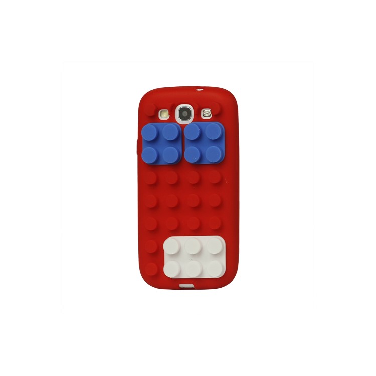 Building Block Silicone Case Cover for Samsung Galaxy S 3 / III I9300 I747 L710 T999 I535 R530 - Red