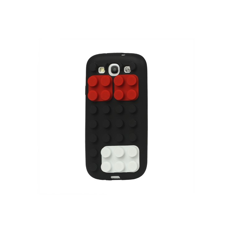Building Block Silicone Case Cover for Samsung Galaxy S 3 / III I9300 I747 L710 T999 I535 R530 - Black