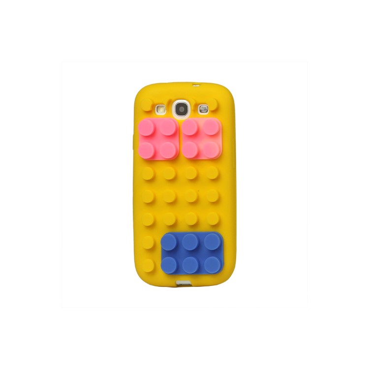 Building Block Silicone Case Cover for Samsung Galaxy S 3 / III I9300 I747 L710 T999 I535 R530 - Yellow