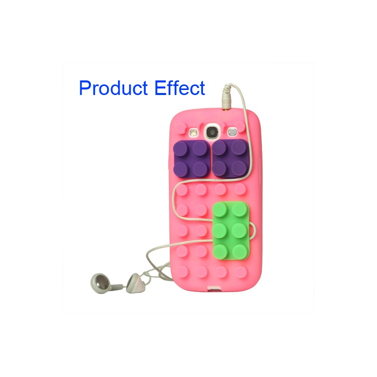 Building Block Silicone Case Cover for Samsung Galaxy S 3 / III I9300 I747 L710 T999 I535 R530 - Yellow