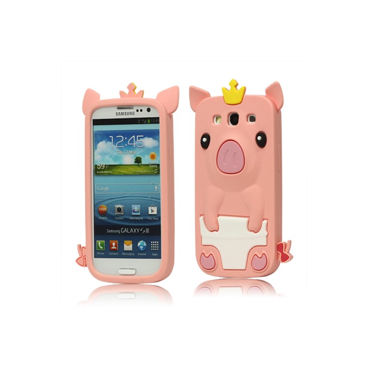 Cute Pig Silicone Back Case for Samsung Galaxy S 3 / III I9300 I747 L710 T999 I535 R530 - Pink