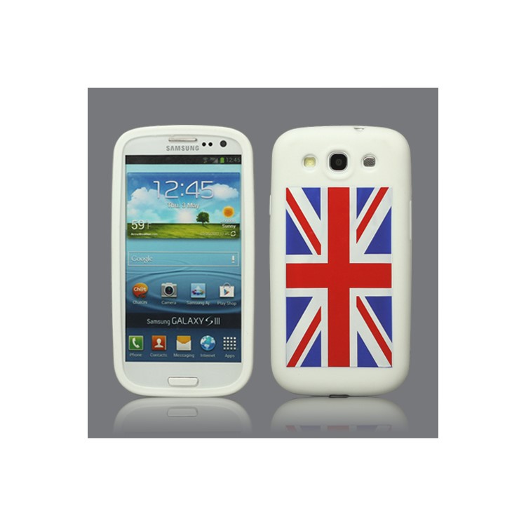 Union Jack Flag Silicone Case for Samsung Galaxy S 3 / III I9300 I747 L710 T999 I535 R530 - White