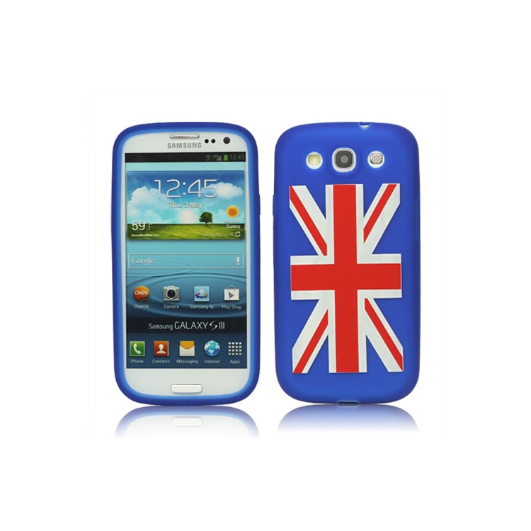Union Jack Flag Silicone Case for Samsung Galaxy S 3 / III I9300 I747 L710 T999 I535 R530 - Blue
